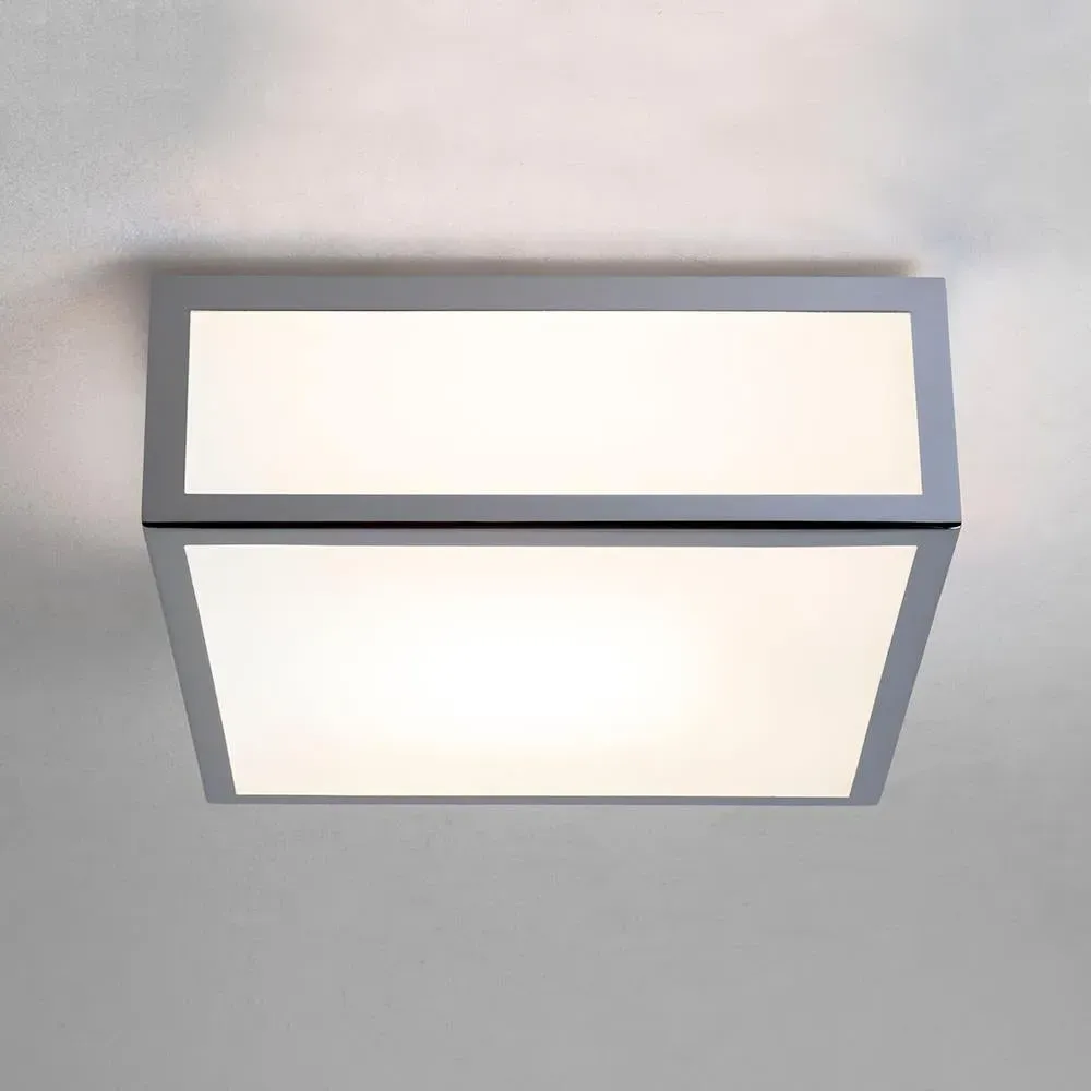 Rectangular Ceiling Light IP44 - Chrome, Glass image