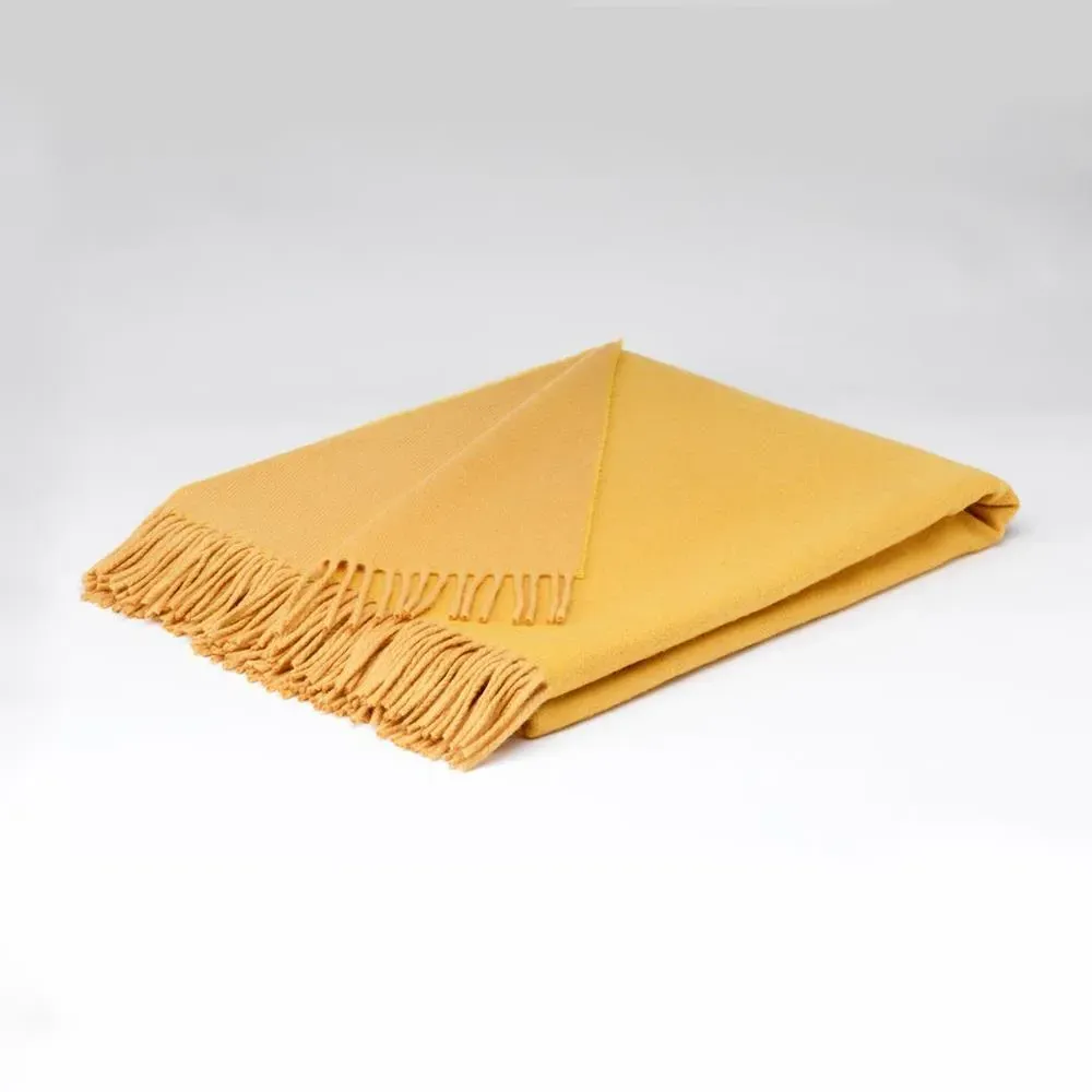 Reversible Throw Blanket - Yellow, Merino Wool image