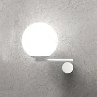 Right Wall Light with Glass Shade - White, Metal