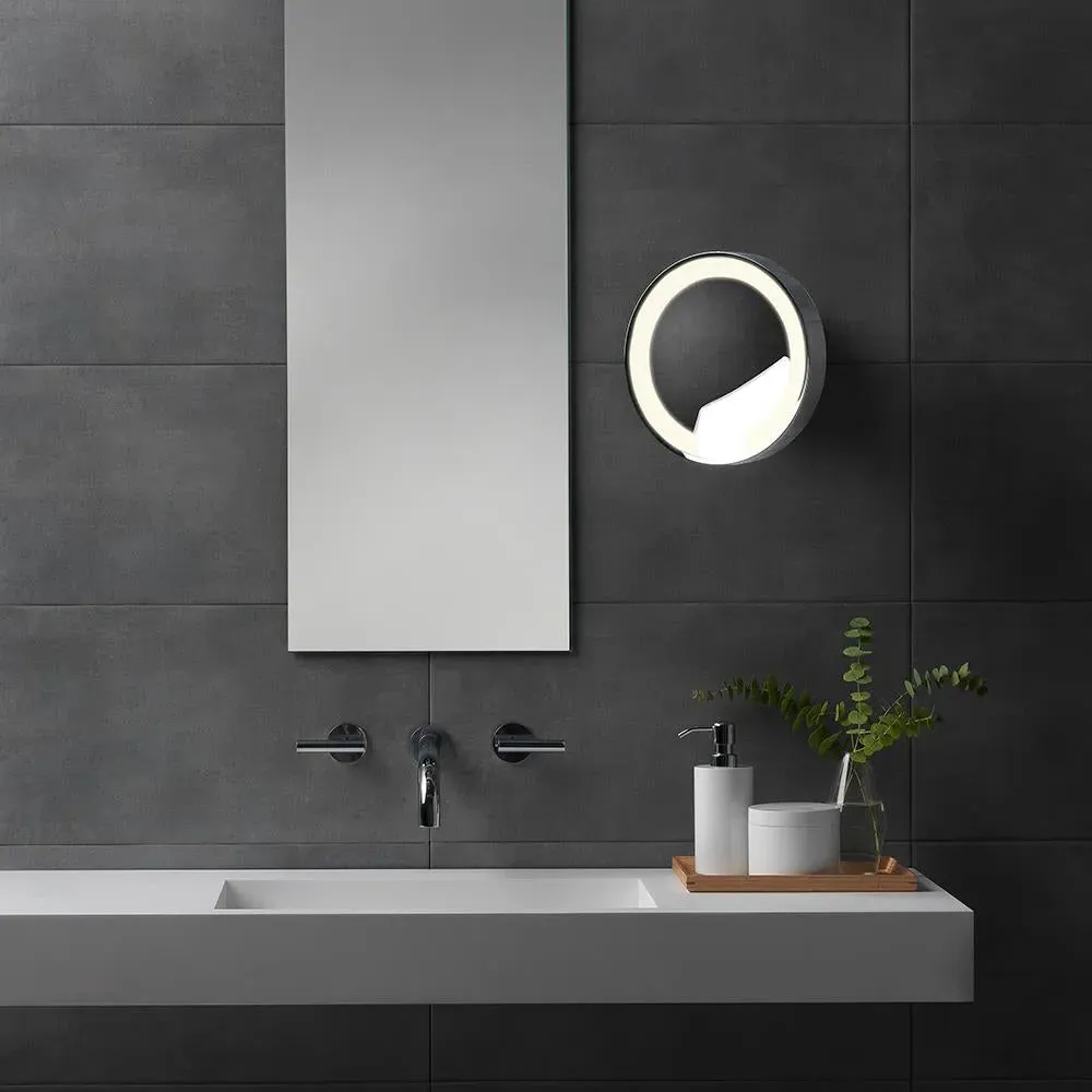 Round Illuminated Mirror with Magnifier - Chrome