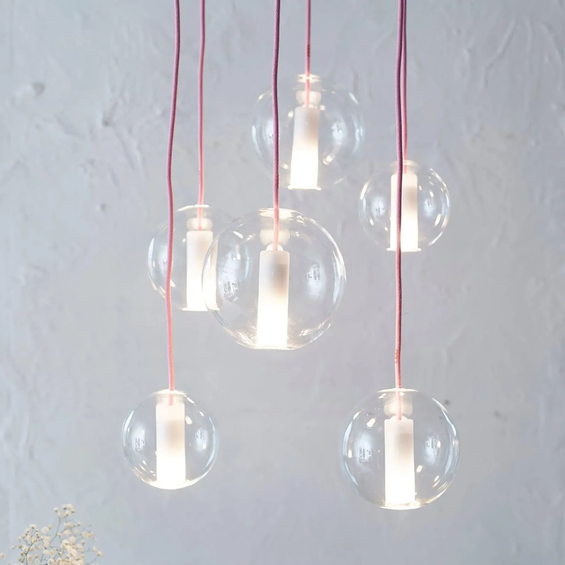 Round Pendant Light with Inner Pillar - Space, Glass