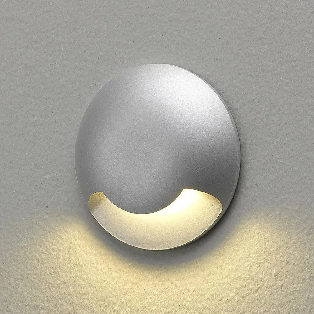 Round Step Light with LED - Silver, Metal