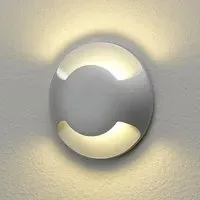 Round Step Light with LED - Silver, Metal