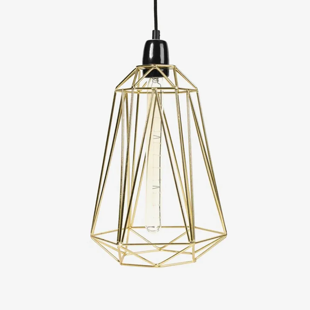 Slim Diamond Cage Pendant Light - Black, Metal