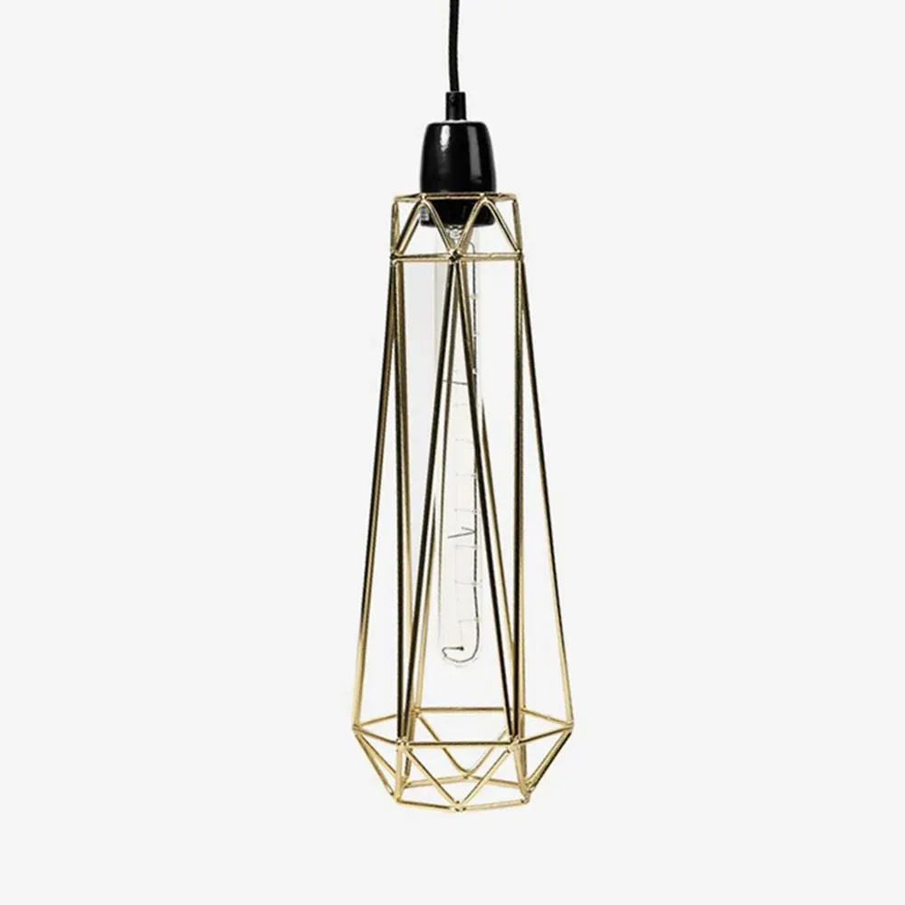 Slim Diamond Cage Pendant Light - Gold, Metal