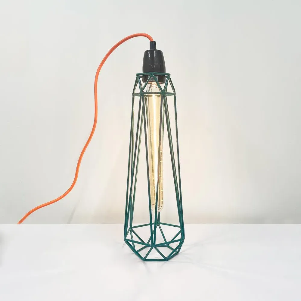 Slim Diamond Cage Table Lamp - Blue, Metal image