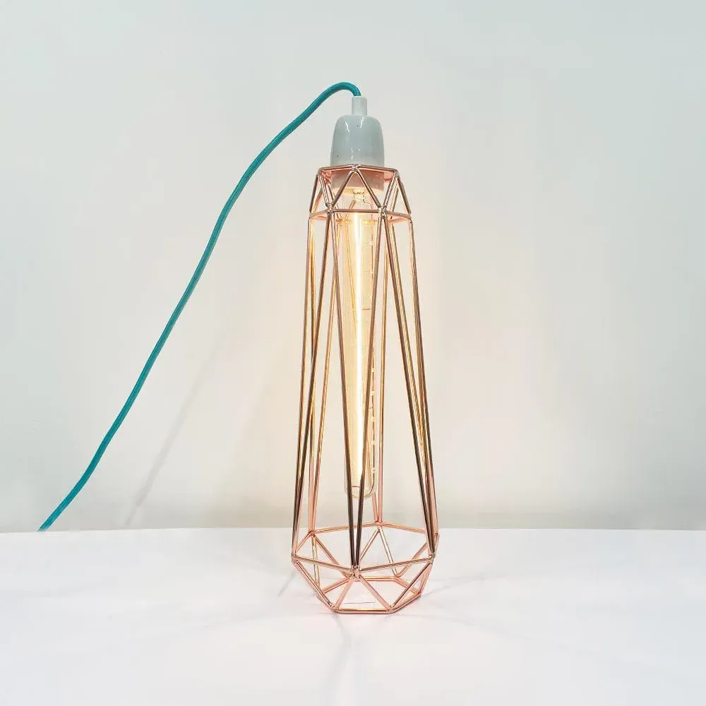 Slim Diamond Cage Table Lamp - Bronze, Metal