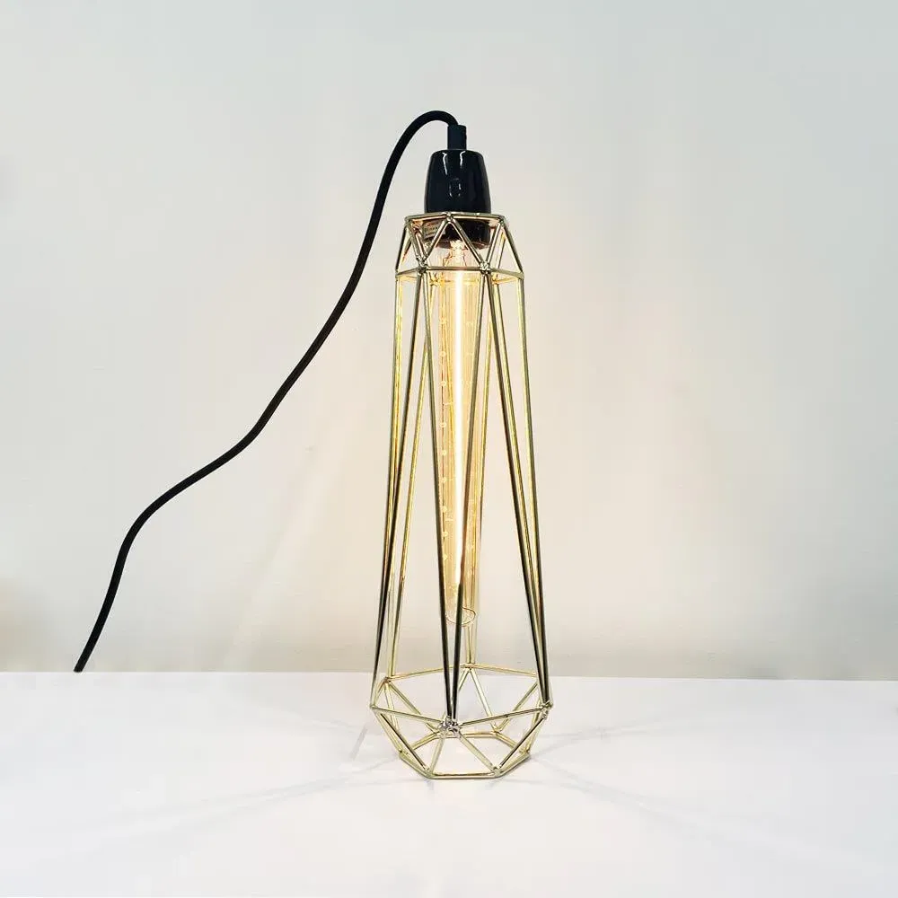Slim Diamond Cage Table Lamp - Gold, Metal