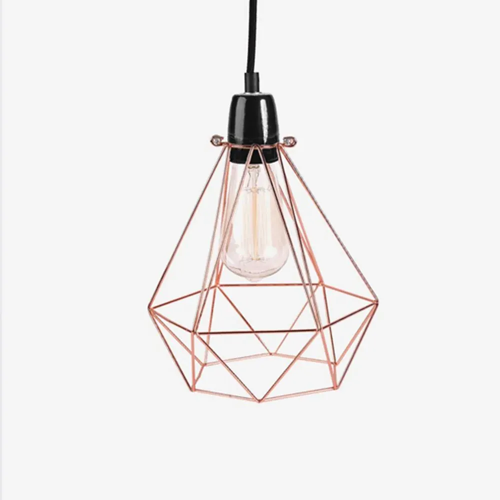 Small Diamond Cage Pendant Light - Copper, Metal image