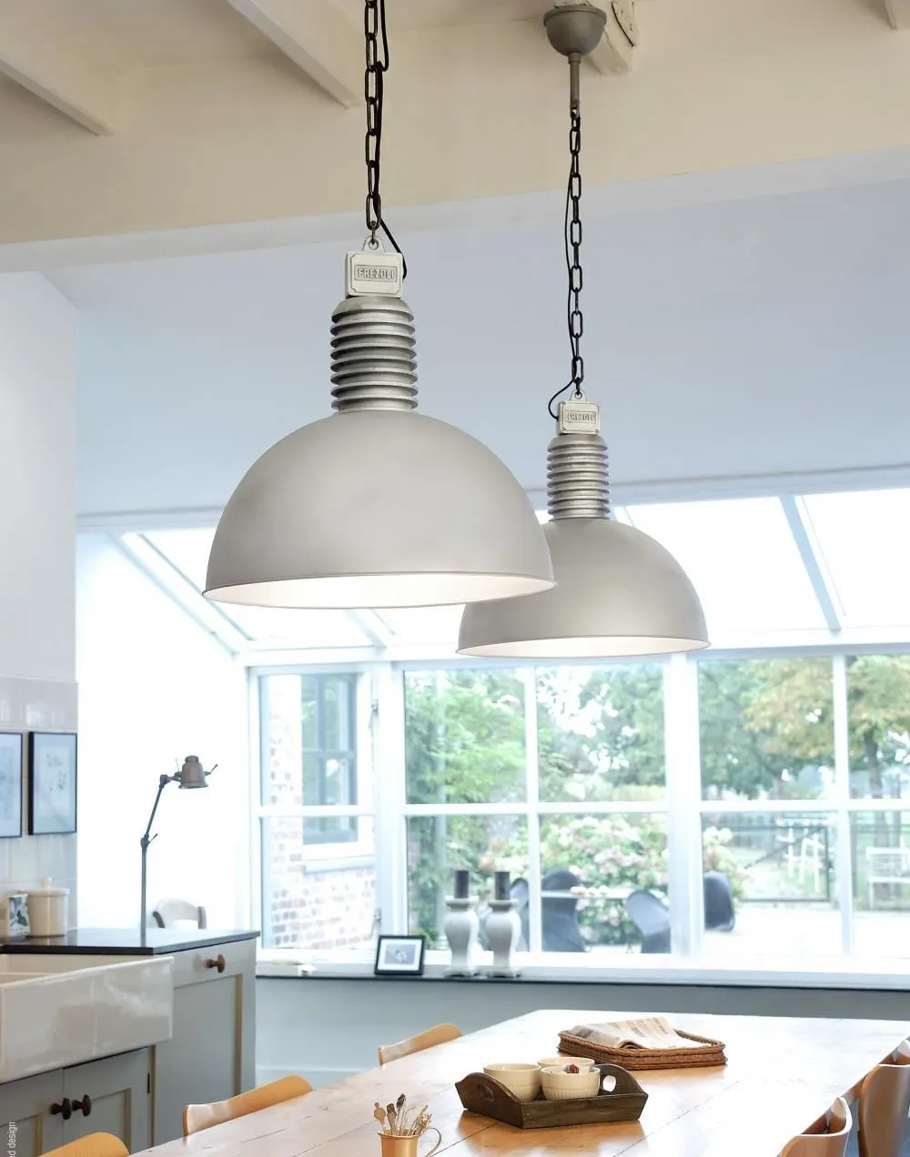 Small Dome Pendant Light - Grey/Black, Aluminium