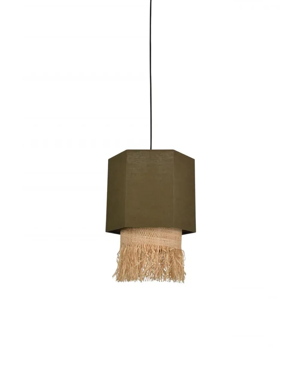 Small Pendant Light - Kaki, Washed Linen