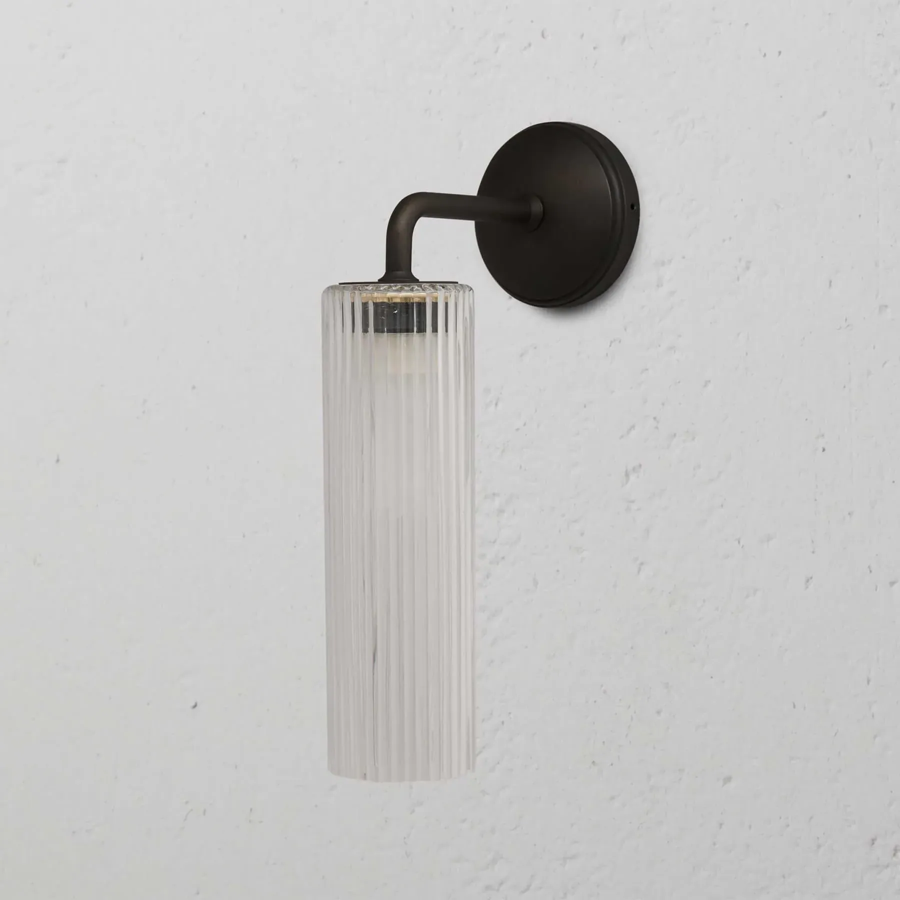 Small Wall Light with Fluted Glass - Bronze