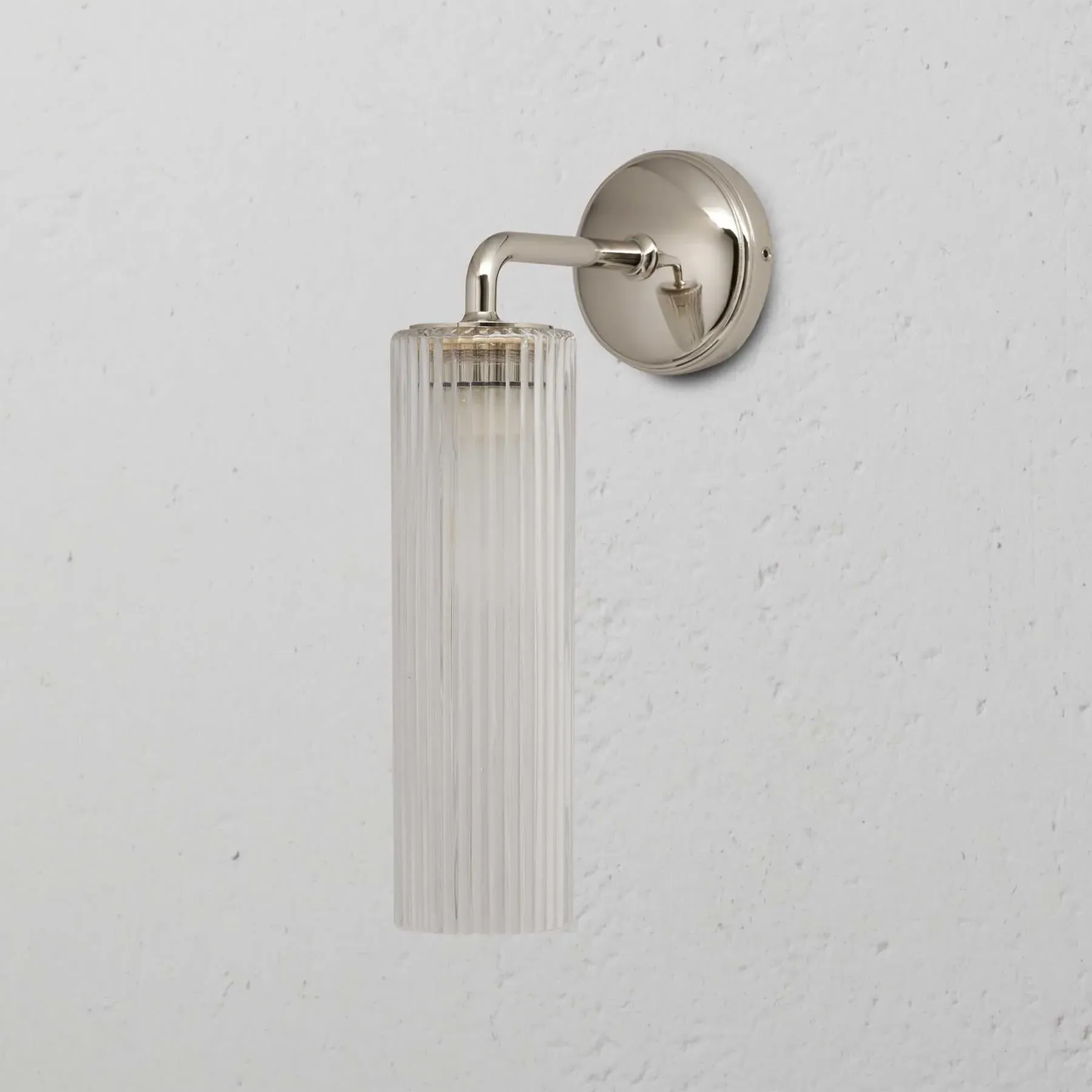 Small Wall Light with Fluted Glass - Polished Nickel