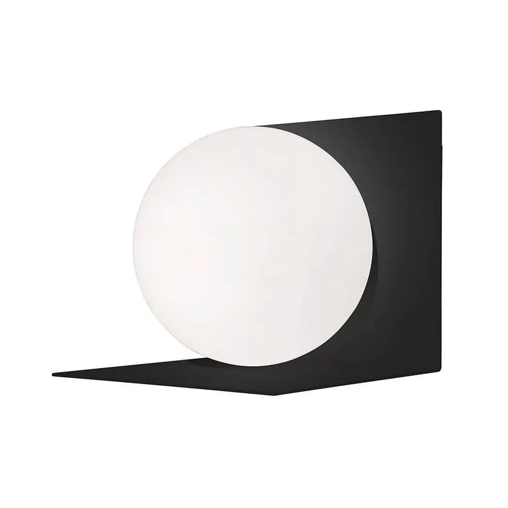 Small Wall Light with Glass Shade - Black, Metal image