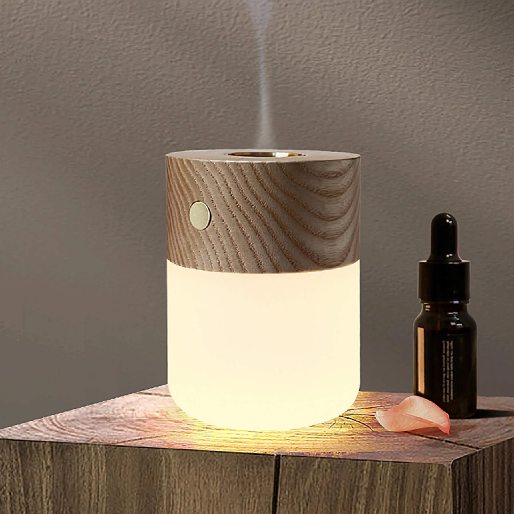 Smart Diffuser Desk Lamp - Walnut, Wood