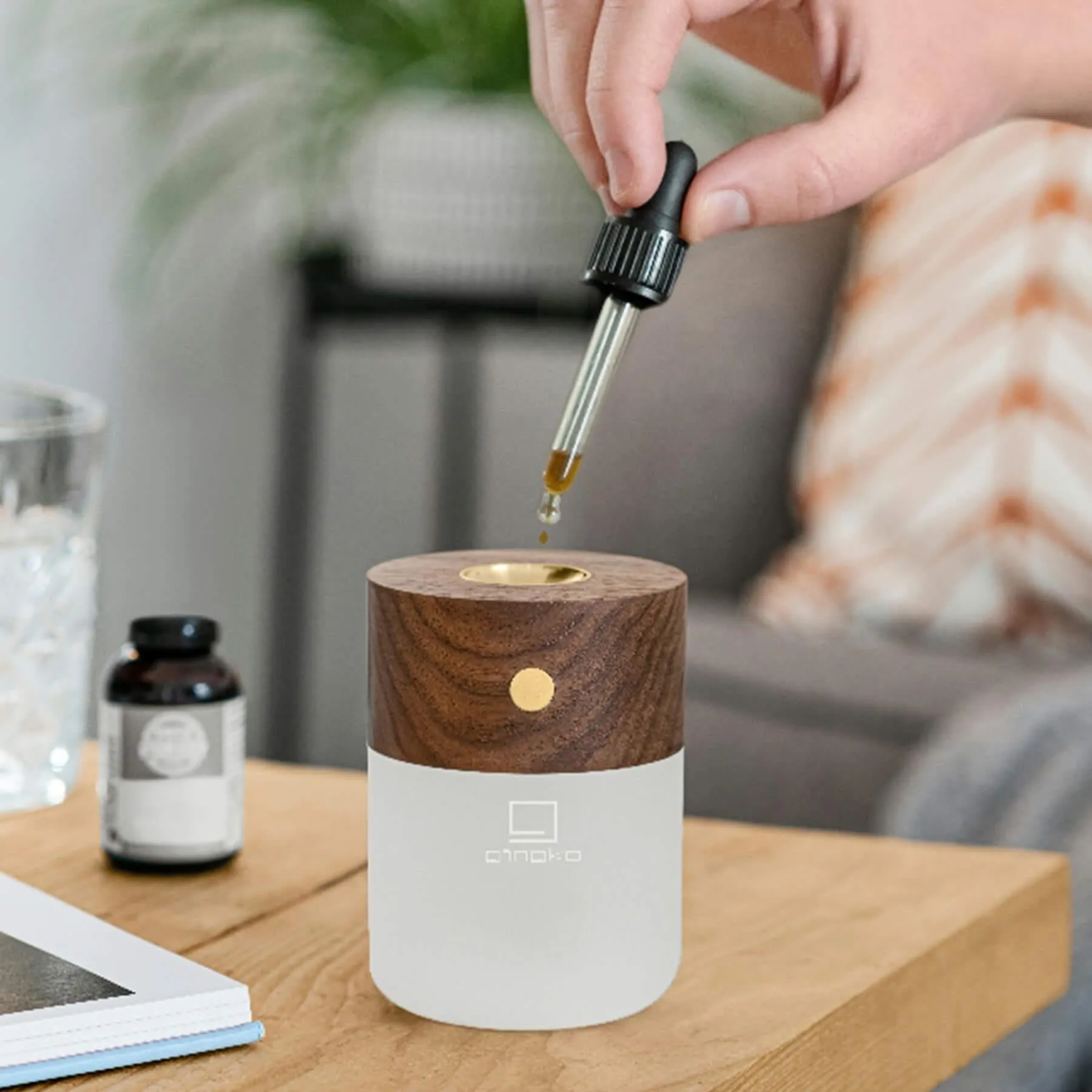 Smart Diffuser Desk Lamp - White, Ash Wood