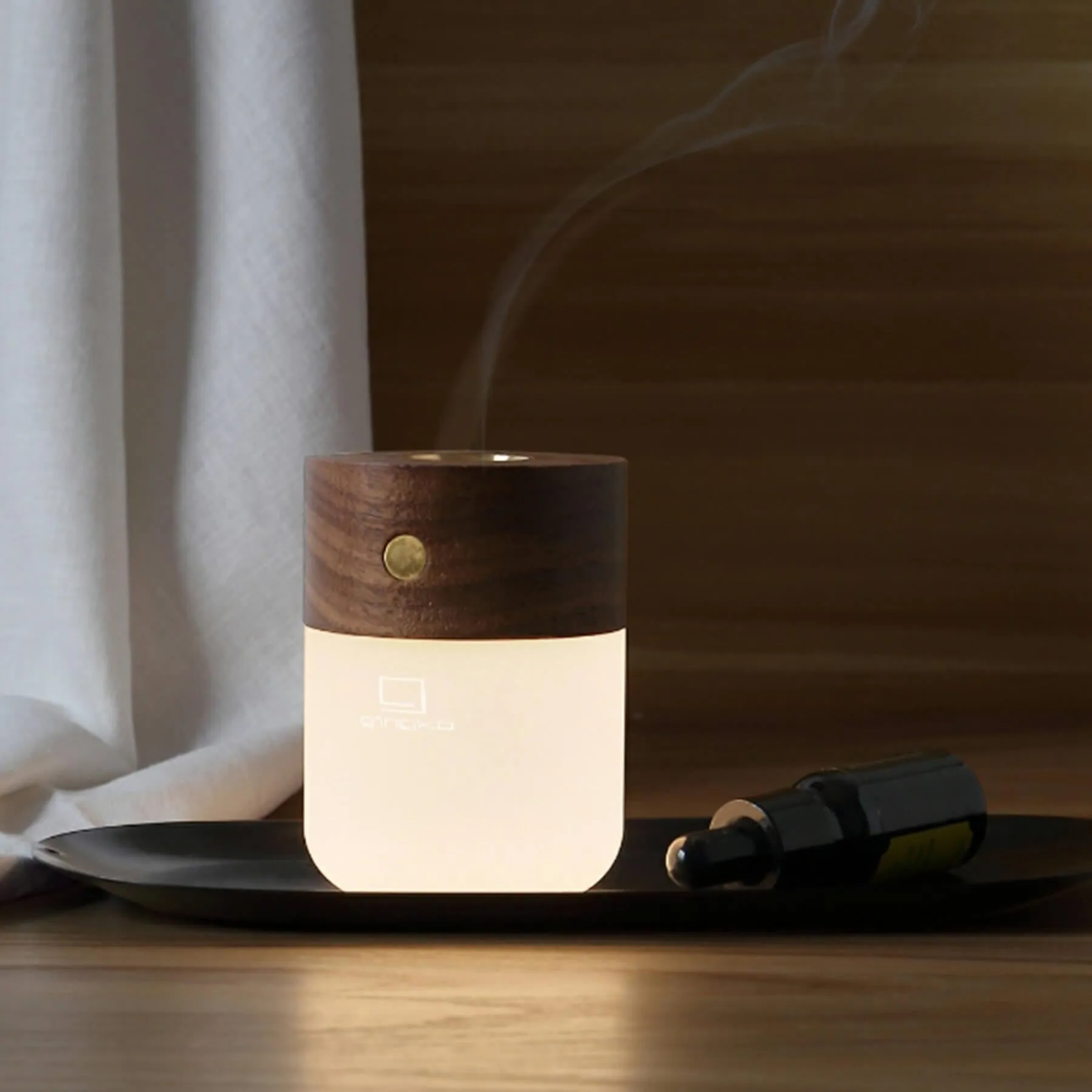 Smart Diffuser Desk Lamp - White, Ash Wood