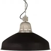 Spey Large Industrial Pendant Light - Matt Black, Aluminium