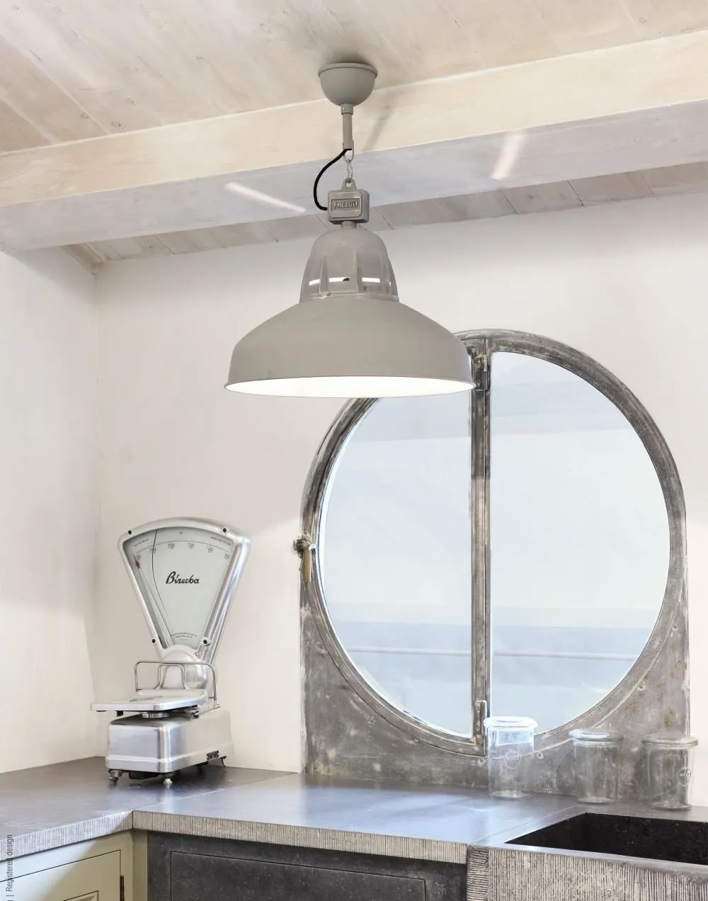 Spey Small Industrial Pendant Light - Matt Grey, Aluminium