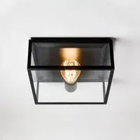 Square Box Ceiling Light - Black, Glass