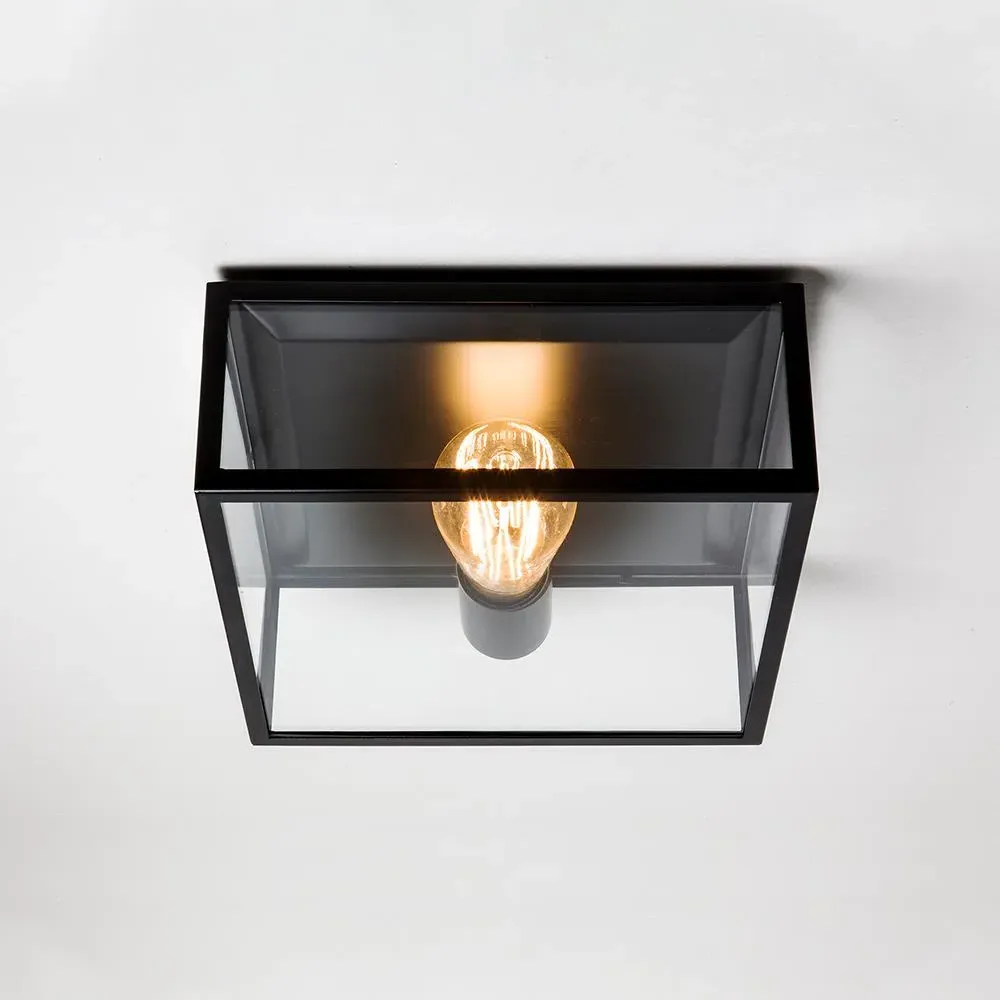 Square Box Ceiling Light - Black, Glass image