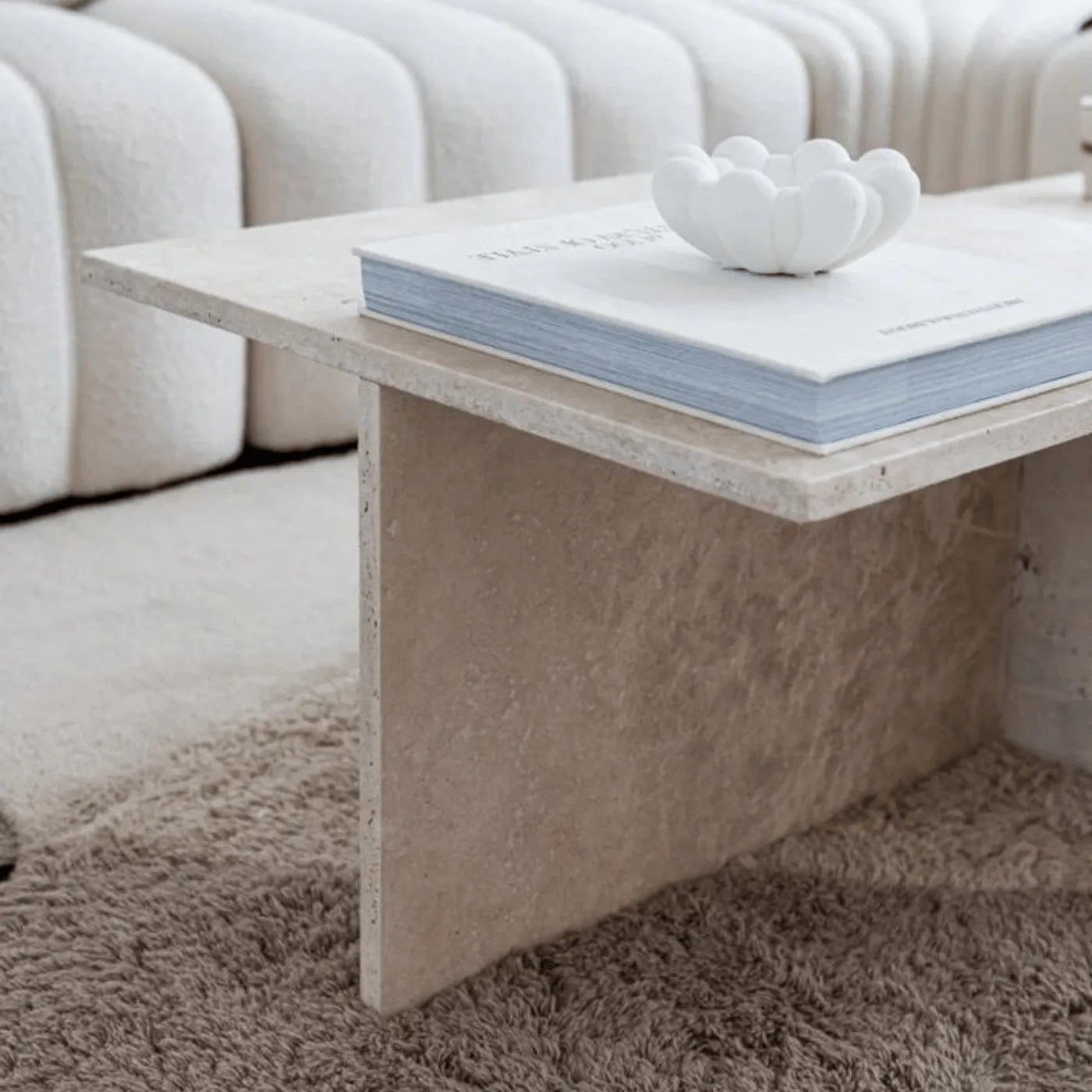 Square Coffee Table - Stone, Travertine