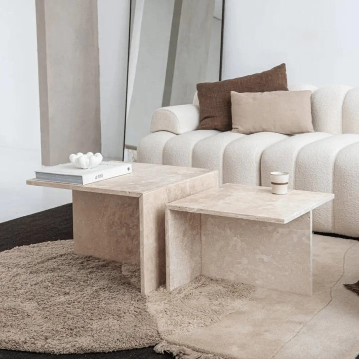 Square Side Table - Stone, Travertine image