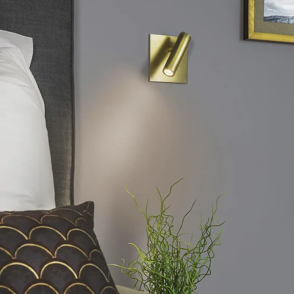 Square Wall Spotlight with LED - Bronze, Metal