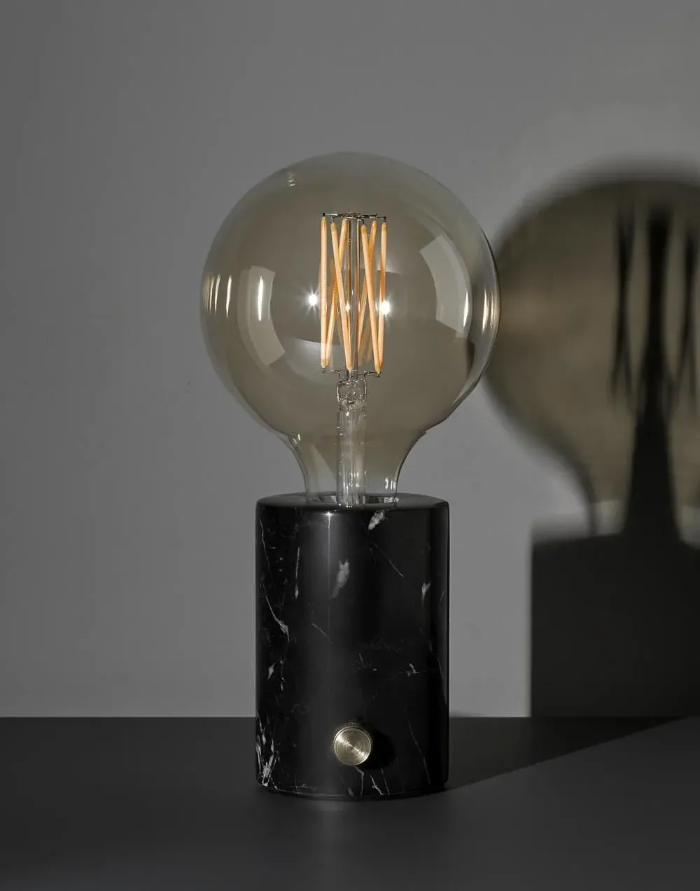 Table Lamp with Dimmer - Black, Marble