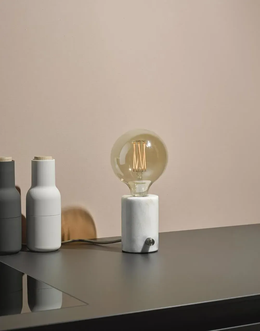 Table Lamp with Dimmer - Green, Marble