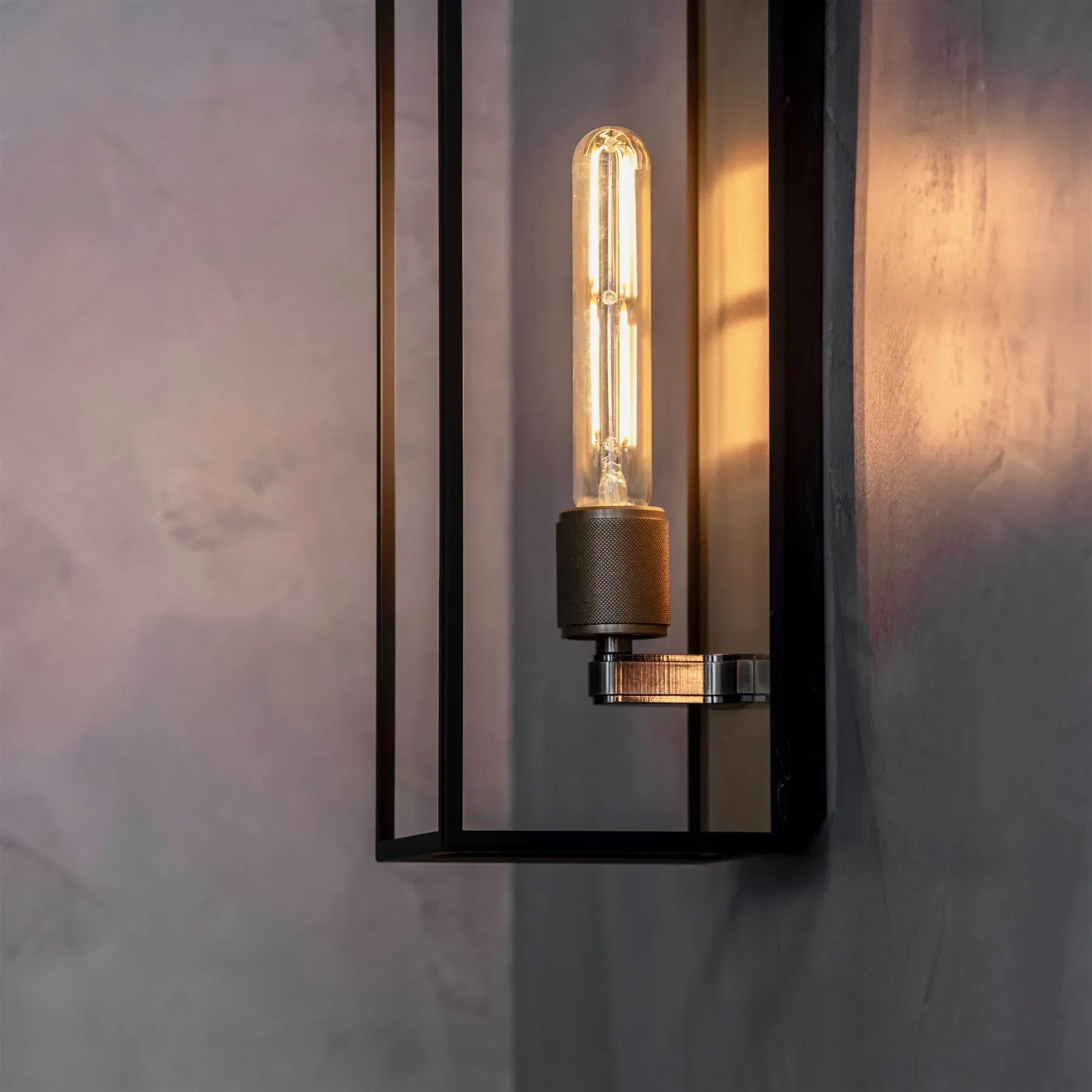 Tall Box Wall Light - Brushed Bronze, Glass