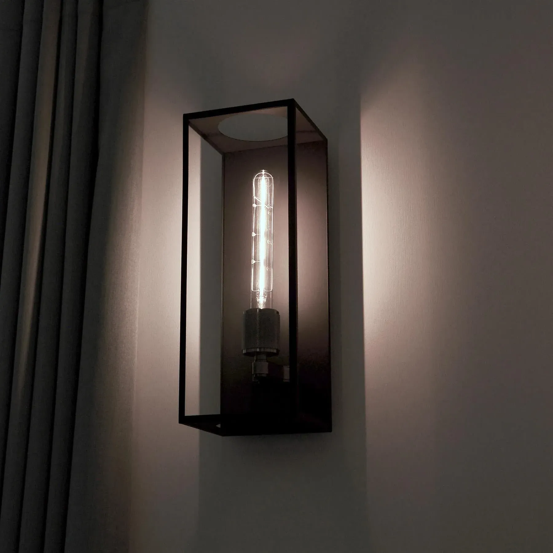 Tall Box Wall Light - Brushed Bronze, Glass