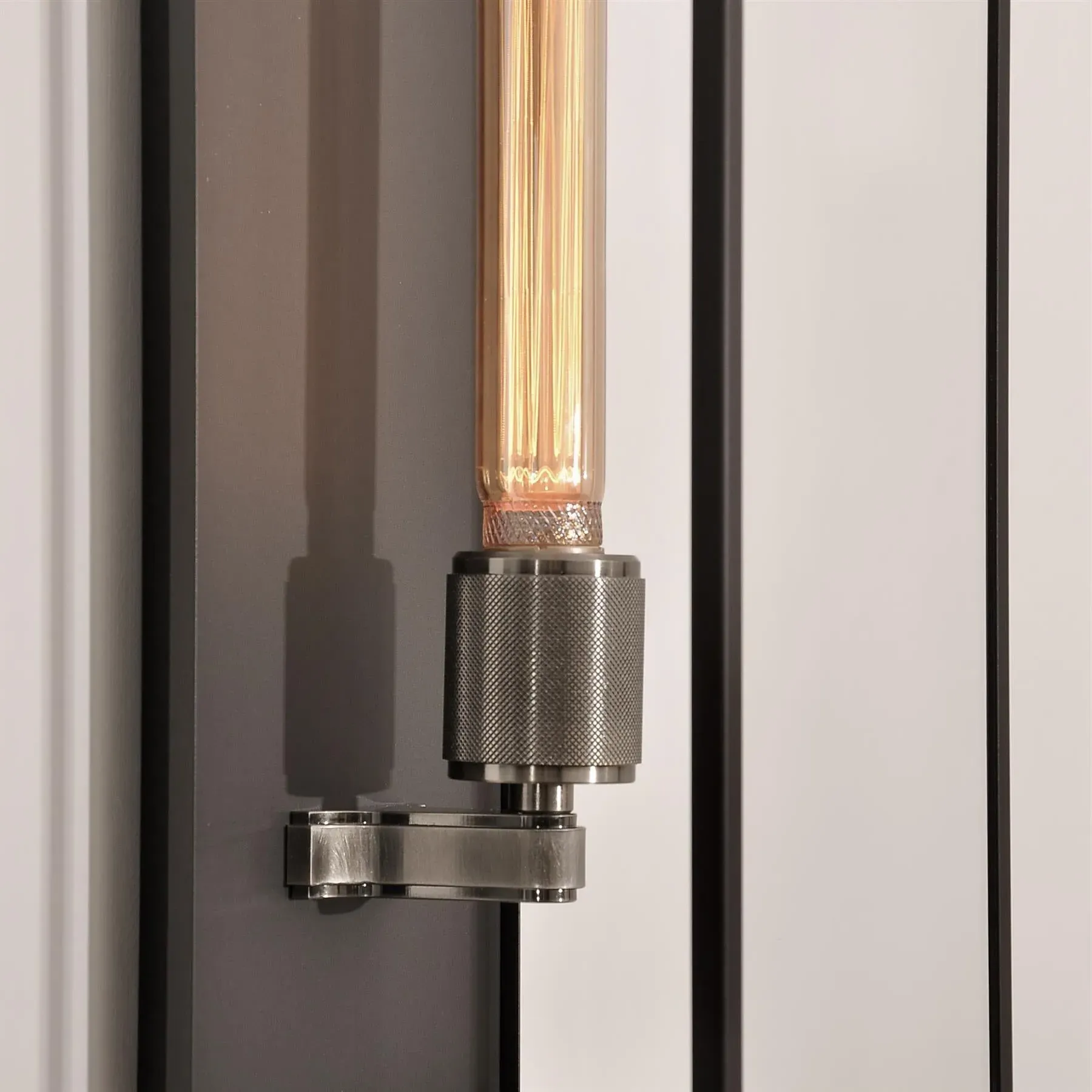 Tall Wall Light with Glass Panel - Black, Brass