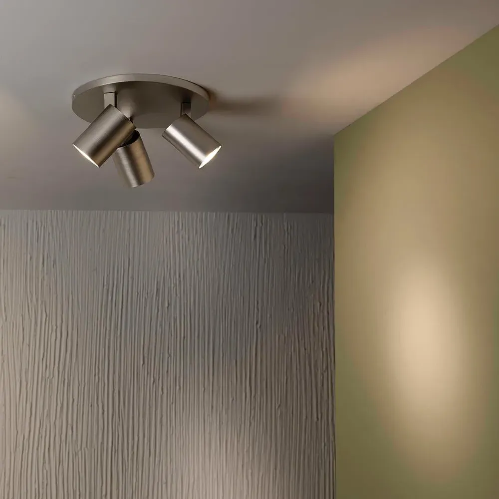 Triple Round Ceiling Spotlights - Nickel