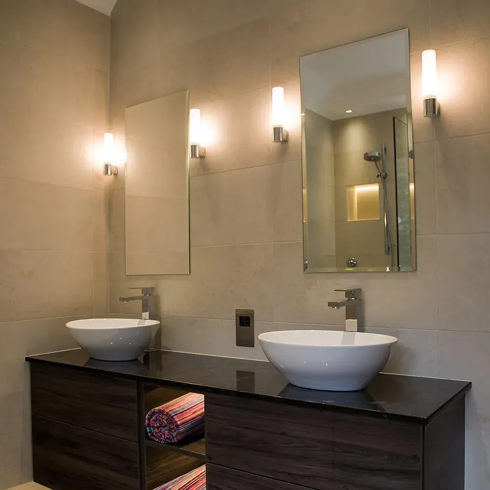 Wall Light IP44 Rated - Chrome, Opal Glass