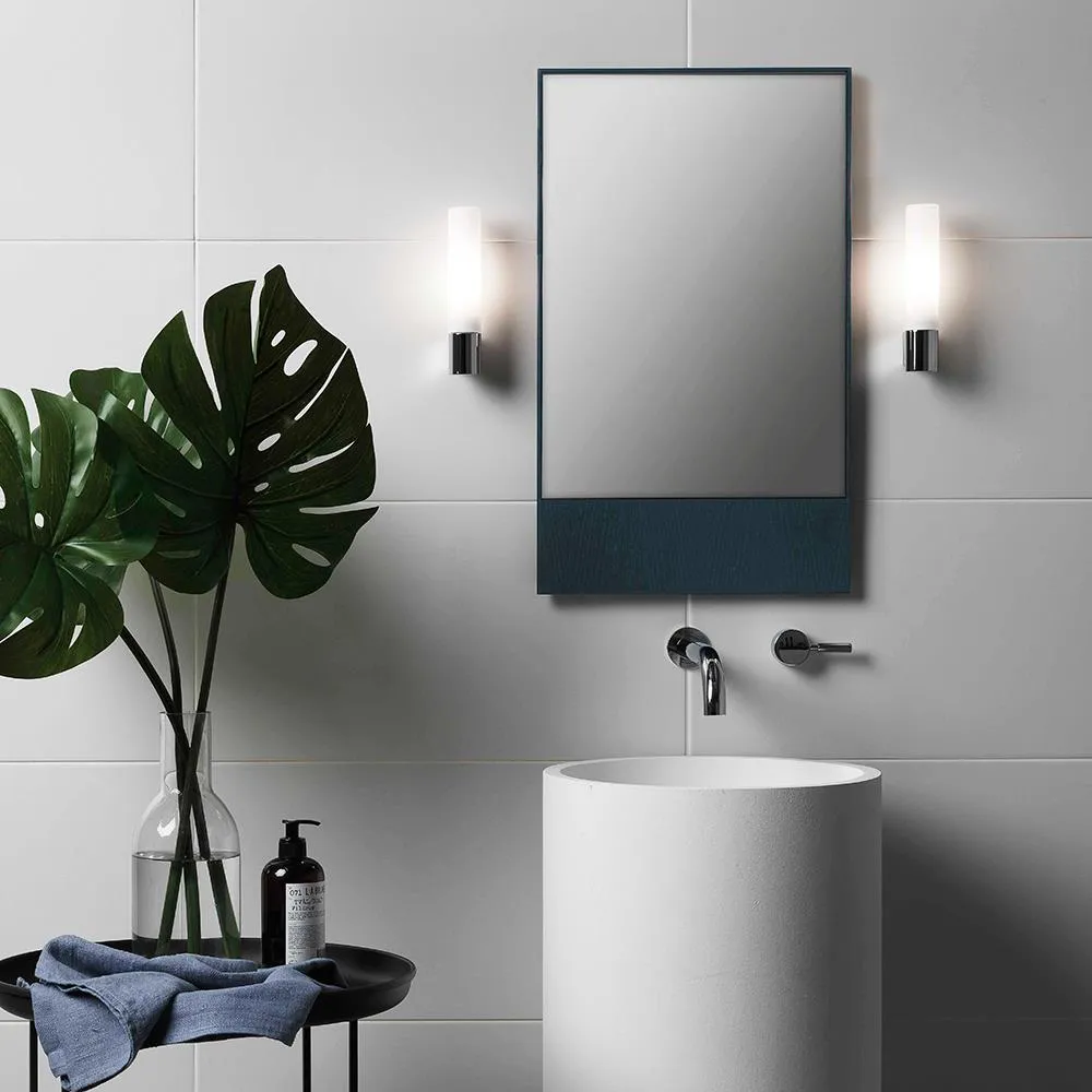 Wall Light IP44 Rated - Chrome, Opal Glass