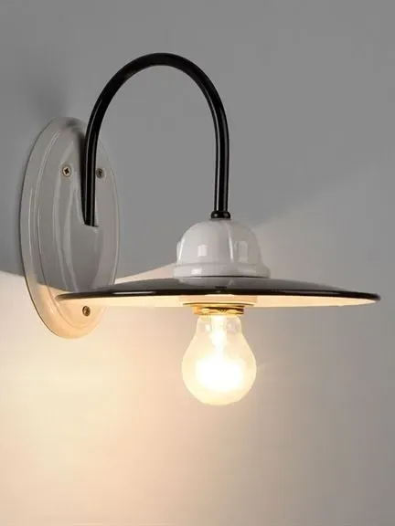 Wall Light with Ceramic Mount - White, Steel