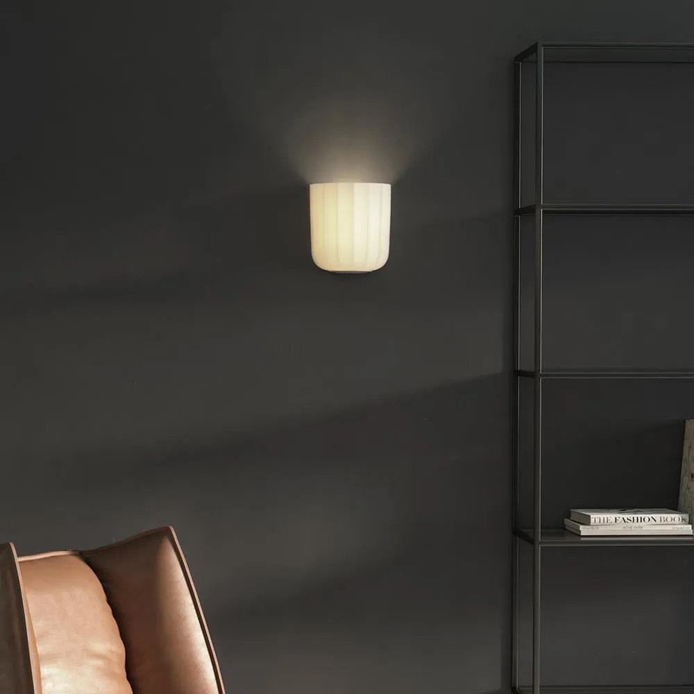 Wall Light with Fluted Glass - Matt Nickel