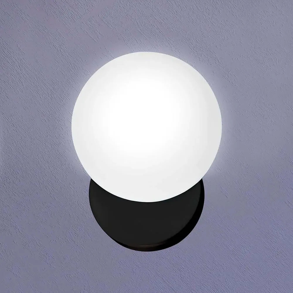 Wall Light with Glass Shade - Black, Metal