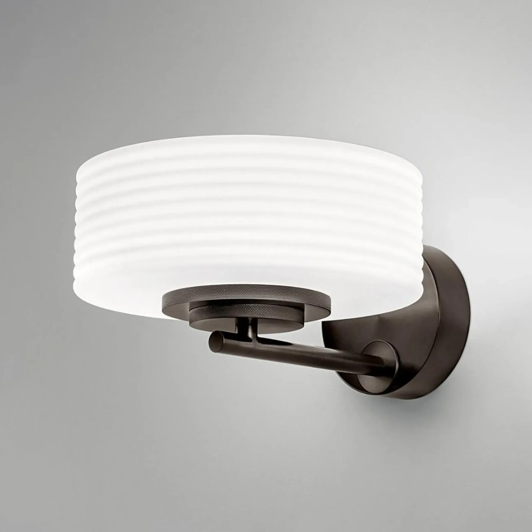 Wall Light with Ribbed Glass - Black Bronze, Metal