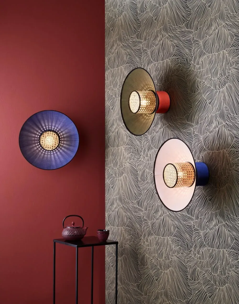 Wall Light with Stacked Shades - Blue, Linen