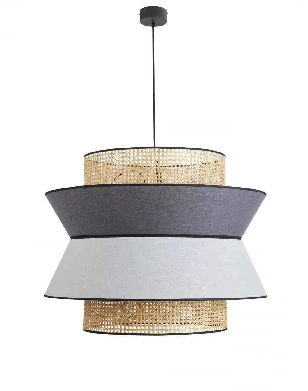 XXL Pendant Light with Stacked Shades - Grey, Linen