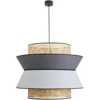 XXL Pendant Light with Stacked Shades - Grey, Linen