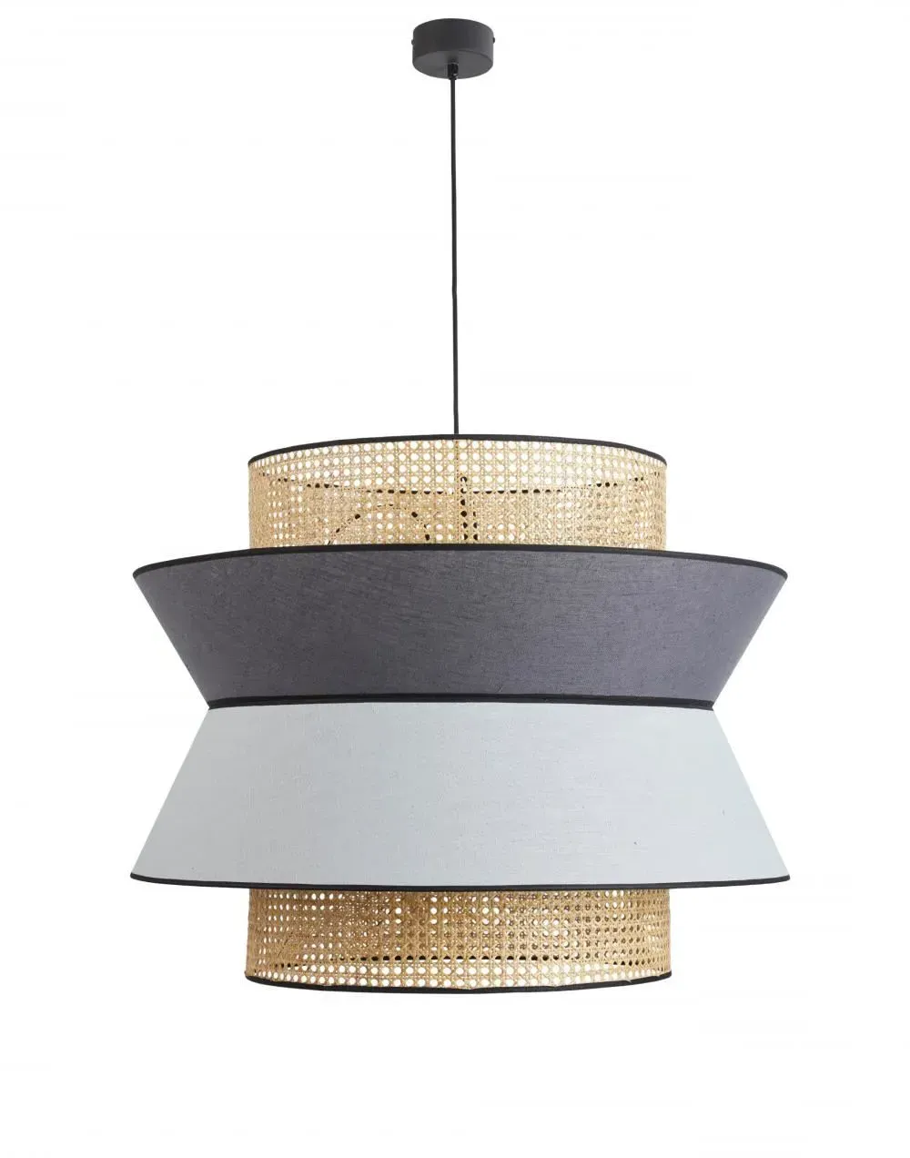 XXL Pendant Light with Stacked Shades - Grey, Linen