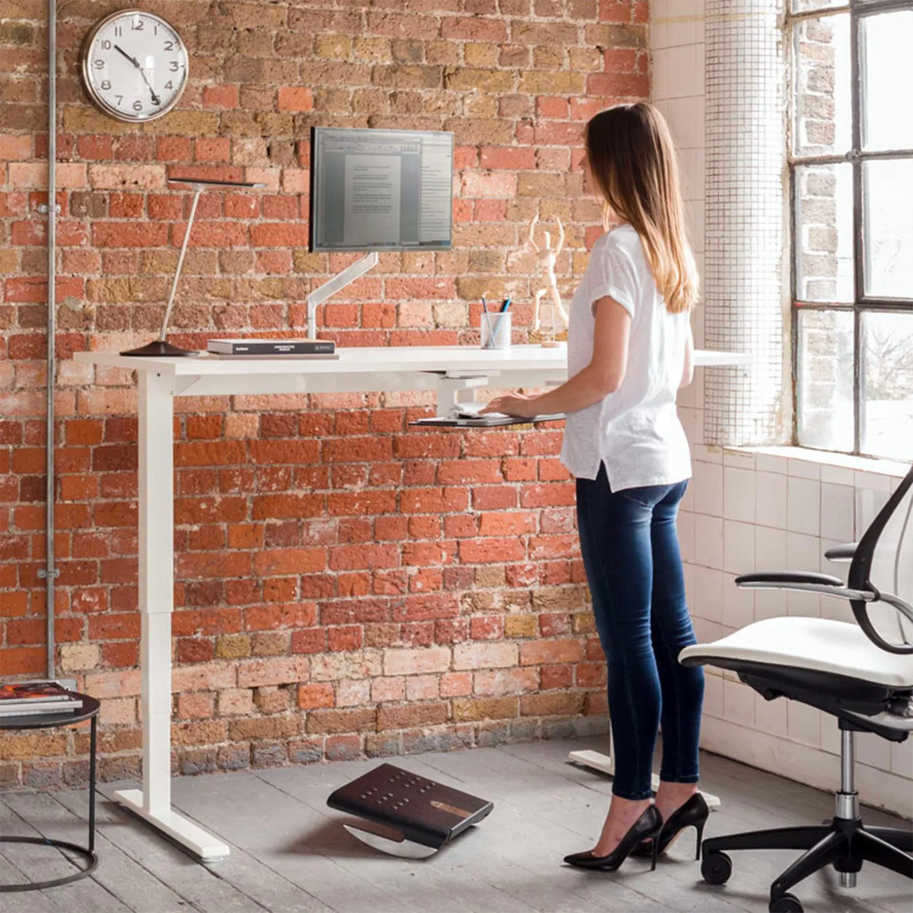 Large Sit/Stand Desk with T-Foot Base