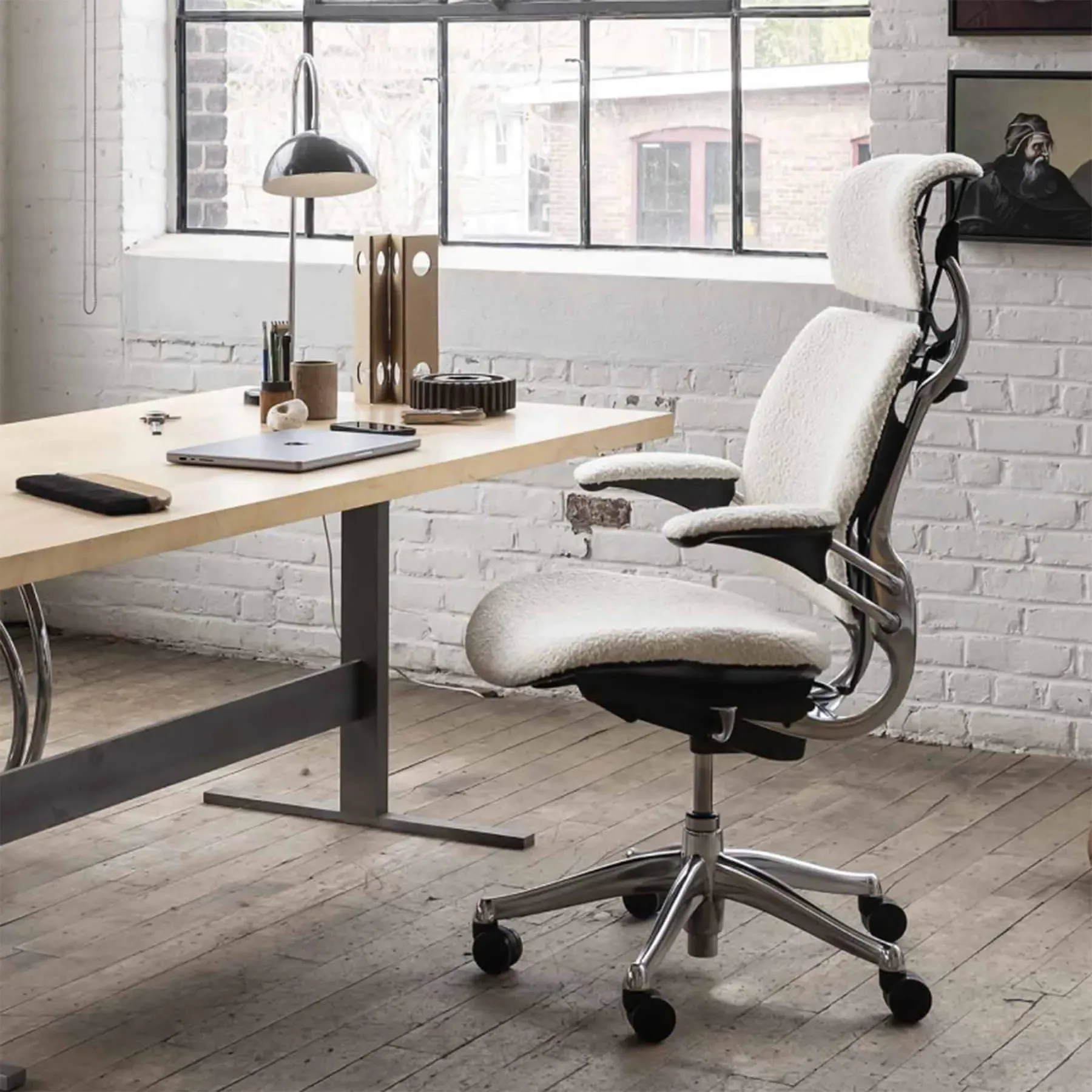 Office Chair with Headrest - Grey, Fabric