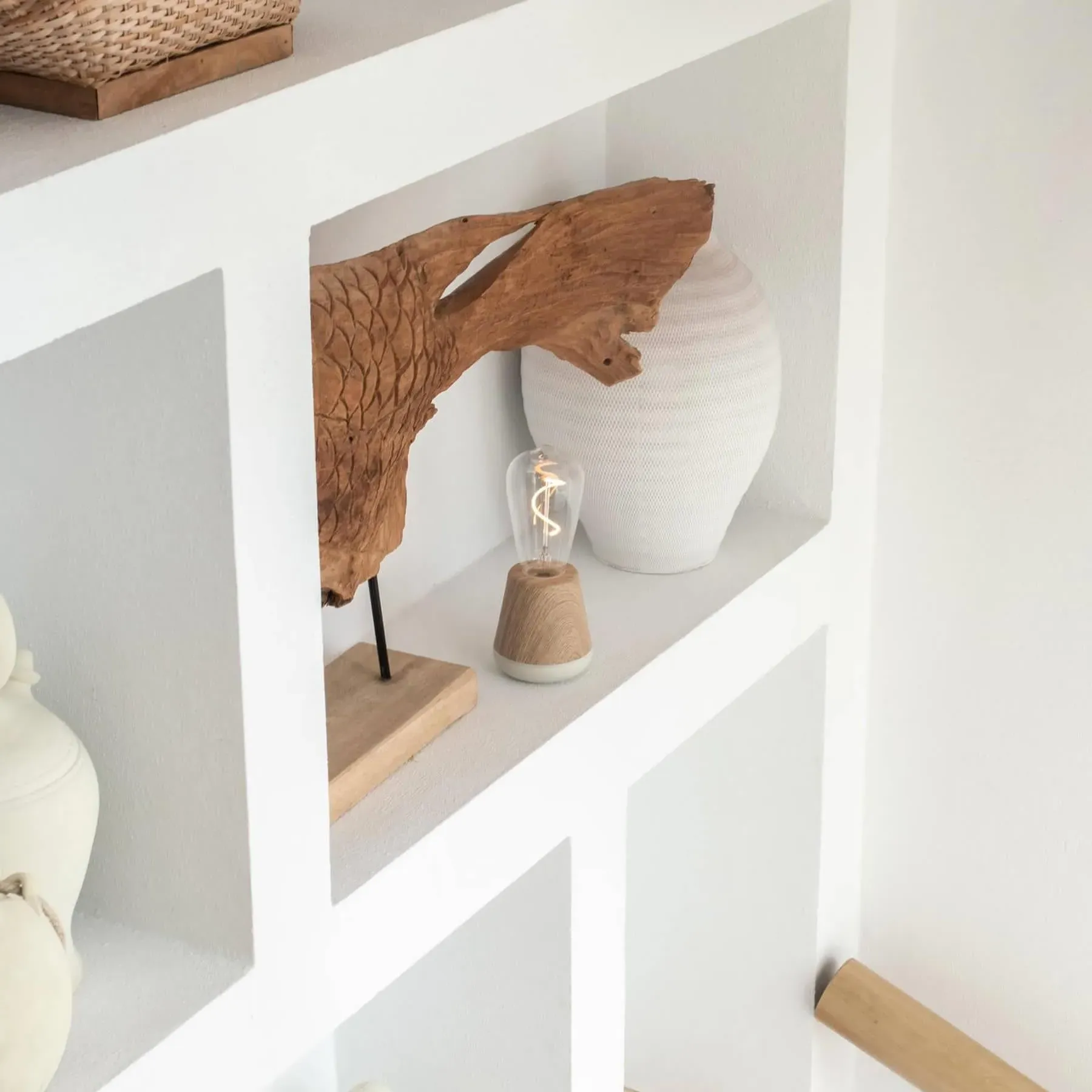 One Portable Rechargeable Lamp - White Marble