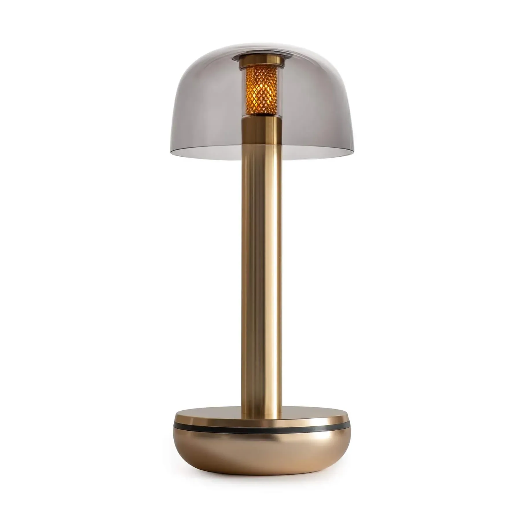 Portable Rechargeable Lamp - Gold, Smoked Shade