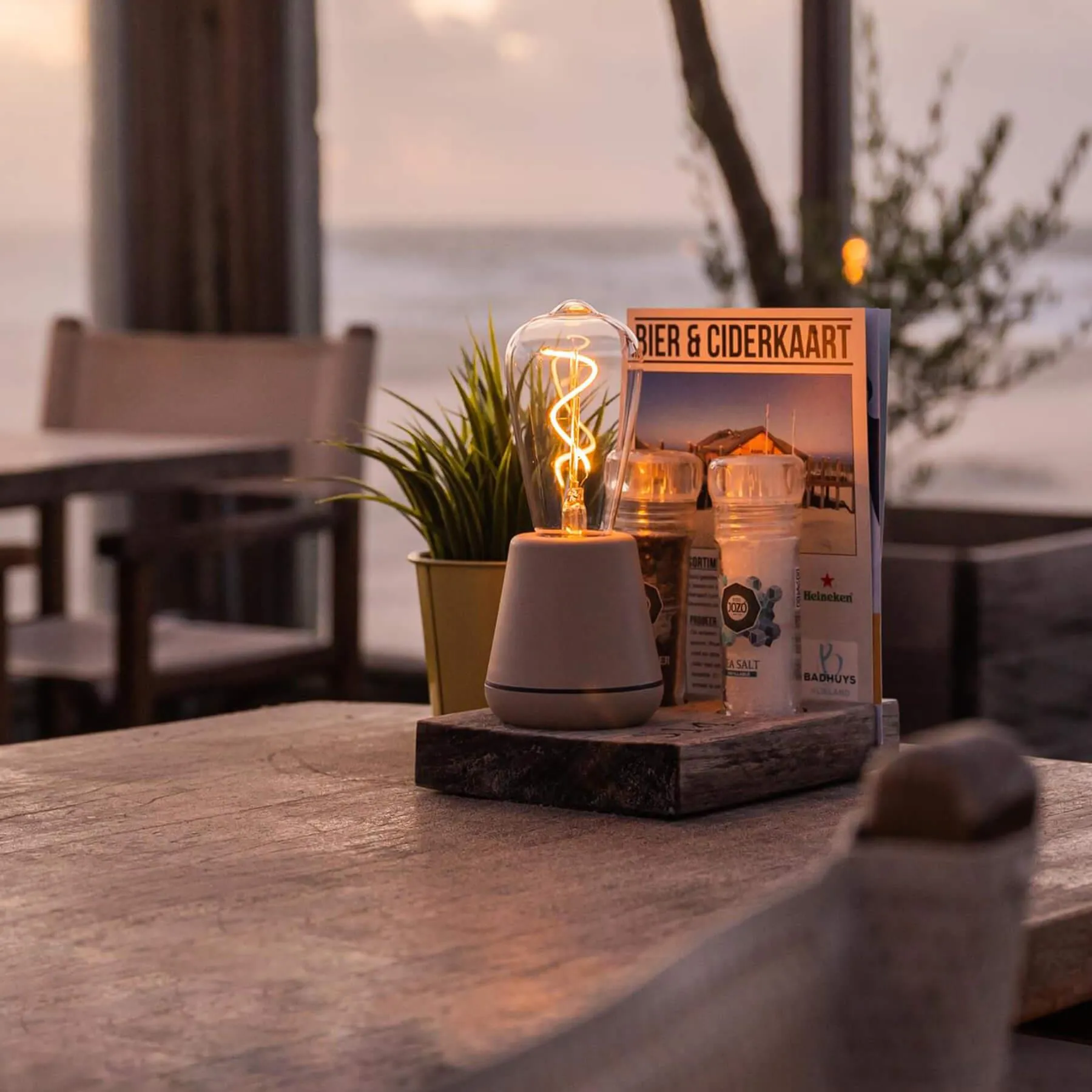 Portable Rechargeable Table Lamp - Black Wood