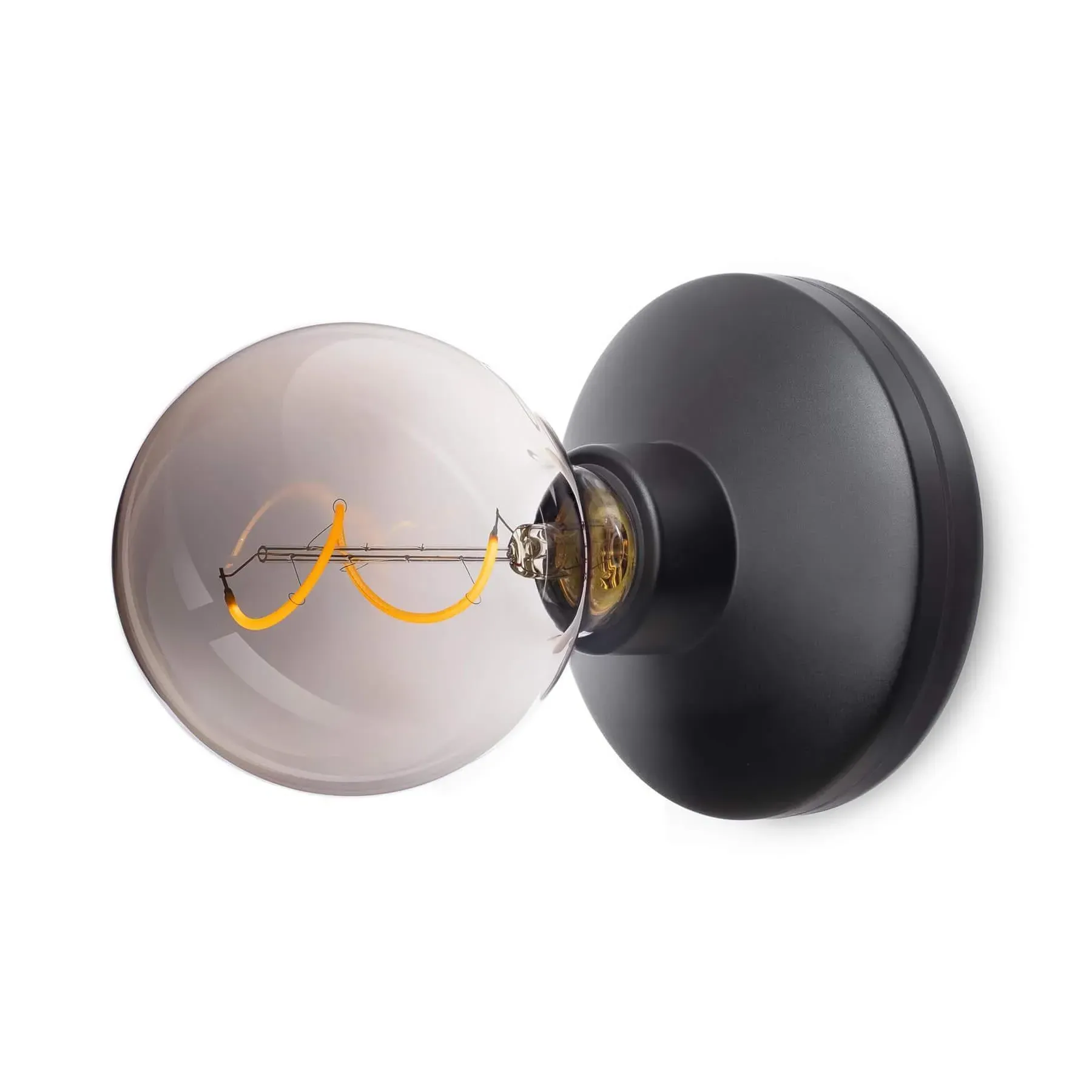 Wall Light with Battery - Black, Smoked Glass
